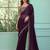 Purple embellished embroidered poly chiffon saree