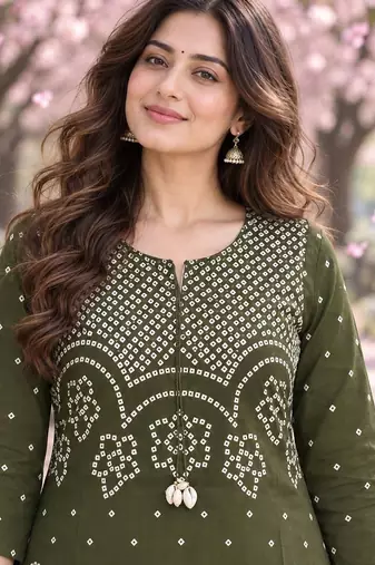 women ethnic motifs printed regular  cotton kurta with trousers & with dupatta