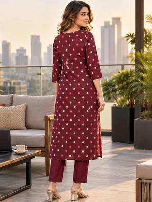 women ethnic motifs printed regular  cotton kurta with trousers & with dupatta 3