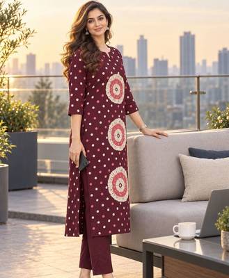 women ethnic motifs printed regular  cotton kurta with trousers & with dupatta 4