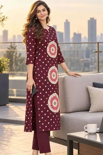 women ethnic motifs printed regular  cotton kurta with trousers & with dupatta