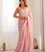 Mauve embellished sequinned  georgette saree