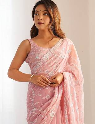 Mauve embellished sequinned  georgette saree 3