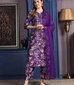 women floral printed sequinned kurta with palazzos & dupatta