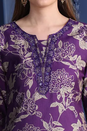 women floral printed sequinned kurta with palazzos & dupatta