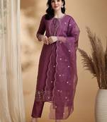 women embroidered sequinned kurta with trousers & with dupatta