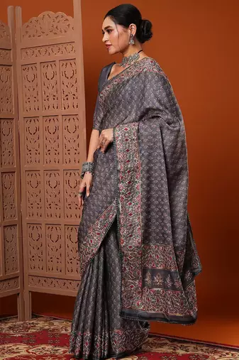 Grey grey bagh printed saree