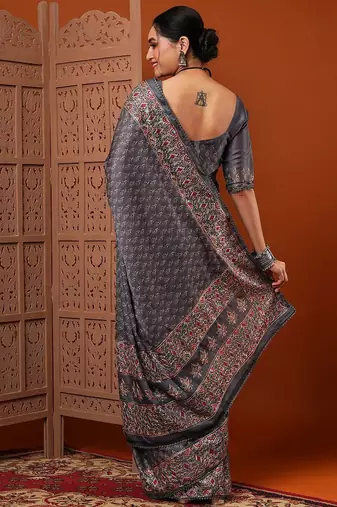 Grey grey bagh printed saree