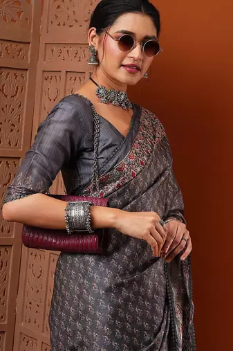 Grey grey bagh printed saree