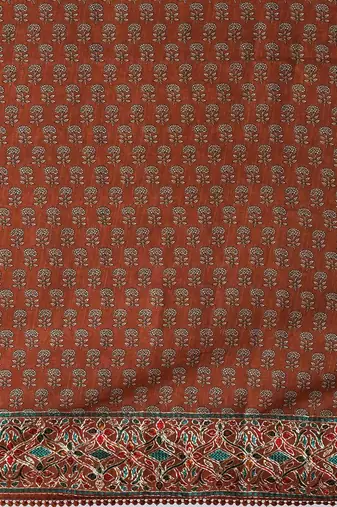 Brown brown floral printed saree