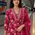 women floral printed thread work  silk kurta with trousers & dupatta