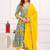 women ethnic motifs printed tiered thread work kurta with trousers & with dupatta