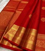 Red color art silk blend sarees with blouse