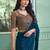 Teal embellished embroidered poly georgette saree