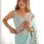 Turquoise embroidered sequinned  georgette saree