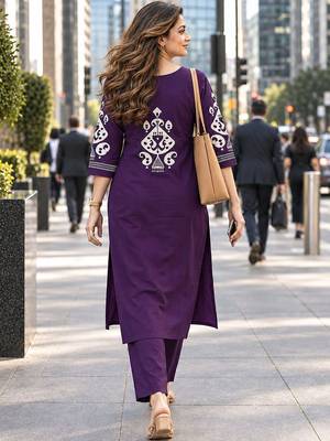 women ethnic motifs printed regular kurta with trousers 4