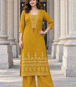 women ethnic motifs printed regular  cotton kurta with palazzos