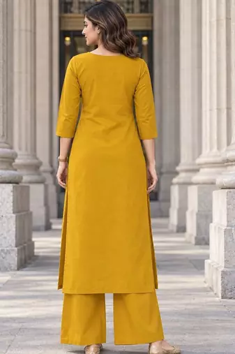 women ethnic motifs printed regular  cotton kurta with palazzos