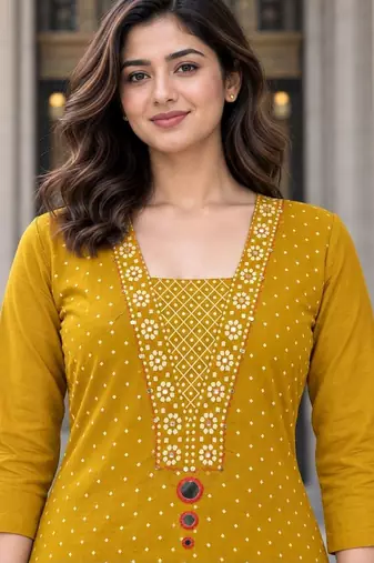 women ethnic motifs printed regular  cotton kurta with palazzos