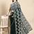 Green green & gold ethnic motifs mirror work satin celebrity saree