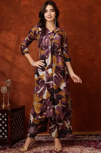 women floral printed regular kurta with palazzos
