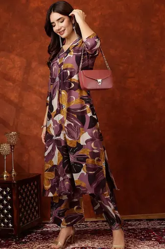 women floral printed regular kurta with palazzos
