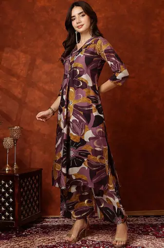 women floral printed regular kurta with palazzos