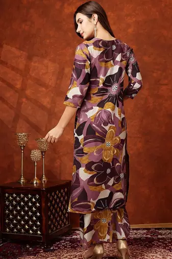 women floral printed regular kurta with palazzos