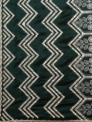 Green green & gold ethnic motifs mirror work satin celebrity saree 4