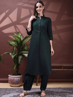 women regular  cotton kurta with trousers 1
