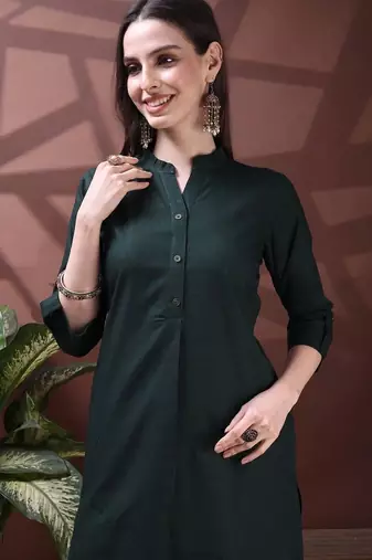 women regular  cotton kurta with trousers