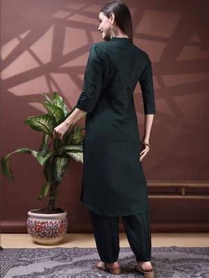 women regular  cotton kurta with trousers 4