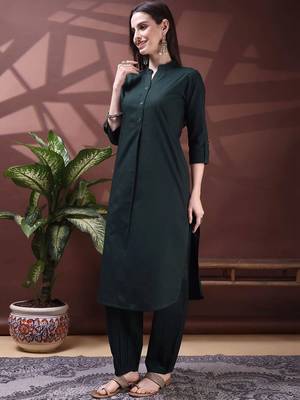 women regular  cotton kurta with trousers 5