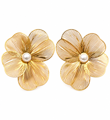 Anti-tarnish filigree petal design, statement studs, women's jewellery, lightweight metal, festive wear 5