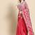 Pink pink & white ethnic motifs mirror work satin saree