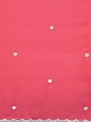 Pink pink & white ethnic motifs mirror work satin saree 3