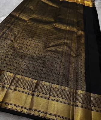Black color art silk blend sarees with blouse 2