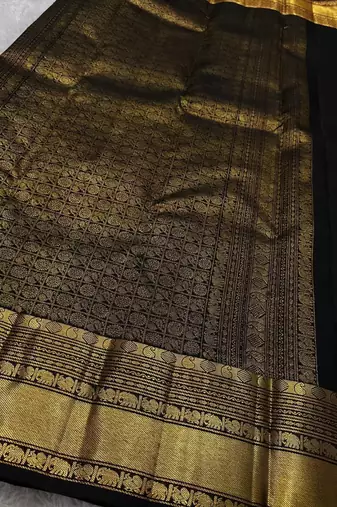 Black color art silk blend sarees with blouse
