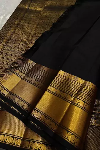 Black color art silk blend sarees with blouse