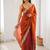 Orange embellished sequinned satin heavy work saree