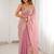 Pink embellished sequinned satin heavy work saree