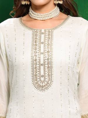 women ethnic motifs embroidered regular sequinned kurta with trousers & with dupatta 2
