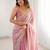 Pink embellished sequinned satin heavy work saree