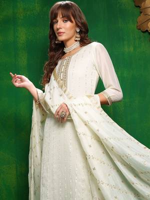 women ethnic motifs embroidered regular sequinned kurta with trousers & with dupatta 7
