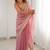 Pink embellished sequinned satin heavy work saree