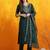 embroidered sequinned chanderi cotton straight kurta with trousers & dupatta
