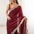 Maroon embellished zari satin heavy work saree