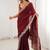 Maroon embellished zari satin heavy work saree