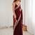 Maroon embellished zari satin heavy work saree