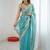 Blue embellished sequinned satin heavy work saree